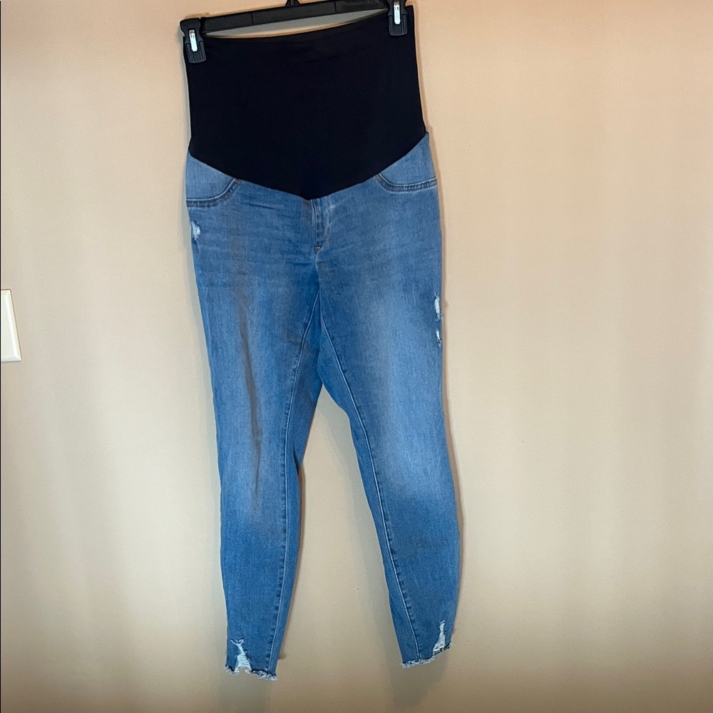 Sonoma Blue Denim Maternity Skinny Jeans with Black Overband